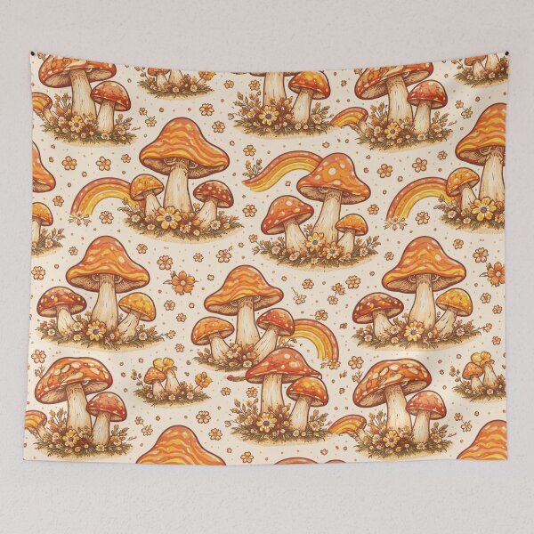 Item preview, Groovy Retro Mushroom Pattern – Psychedelic 70s Cottagecore Design designed and sold by Creativveworrld03.