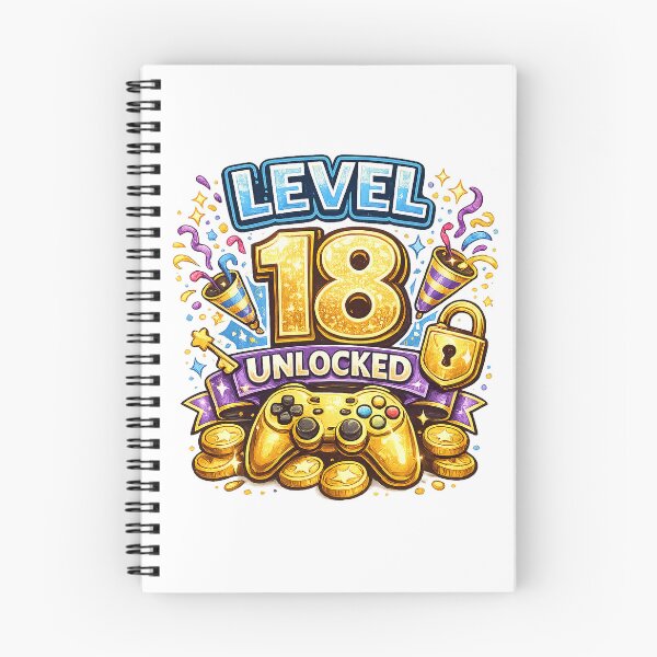 Item preview, 18th Birthday motif "Level 18 unlocked" with game controller and party symbols designed and sold by Adrikul.
