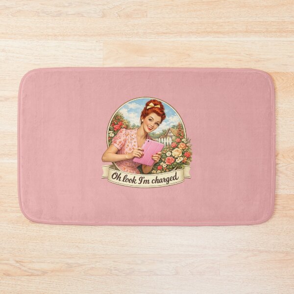 Item preview, Vintage red haired lady holding tablet designed and sold by BritishDelights.