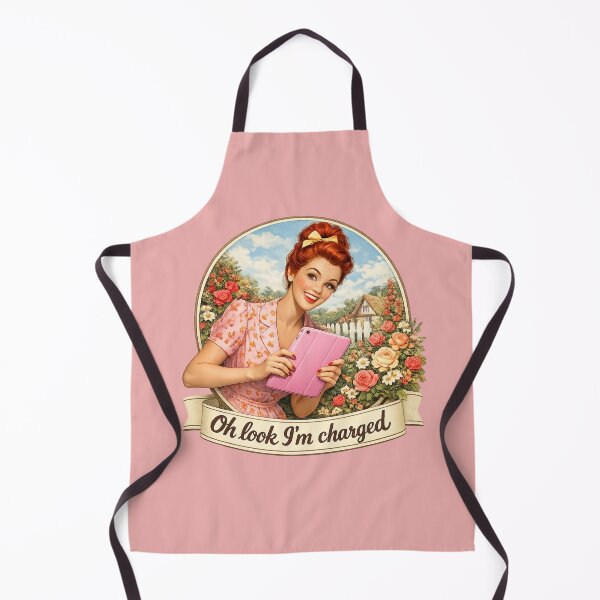 Item preview, Vintage red haired lady holding tablet designed and sold by BritishDelights.