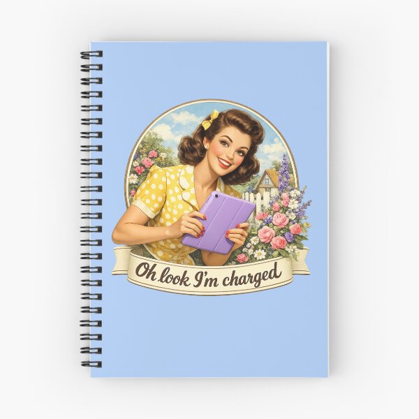 Item preview, Copy of Vintage red haired lady holding tablet designed and sold by BigfeetLittlepaws.