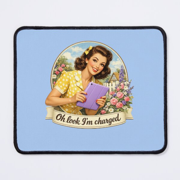 Item preview, Copy of Vintage red haired lady holding tablet designed and sold by BritishDelights.