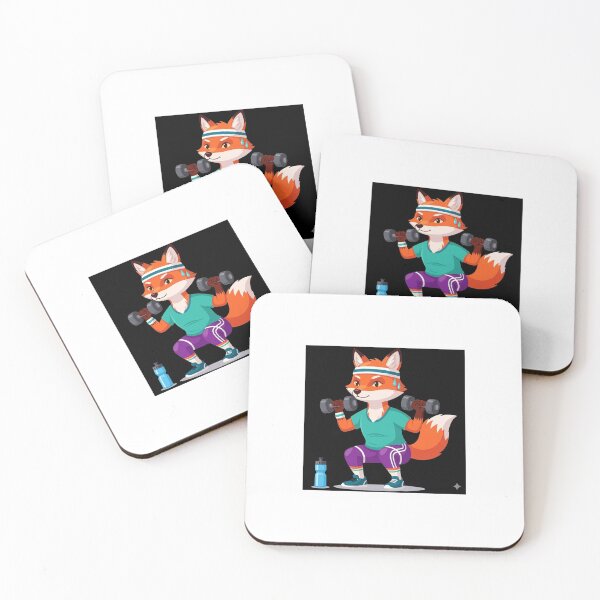 Item preview, Funny Weightlifting Fox Gym Fitness Cartoon designed and sold by LittleSmileArt.