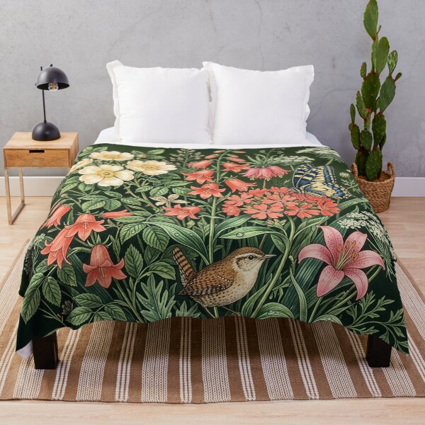 Item preview, Vintage Wildflower Garden with Bird and Butterfly designed and sold by Rutvain.