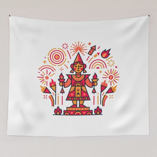 Item preview, Las Fallas Valencia Fire Festival Folk Art Design designed and sold by YounexxART.