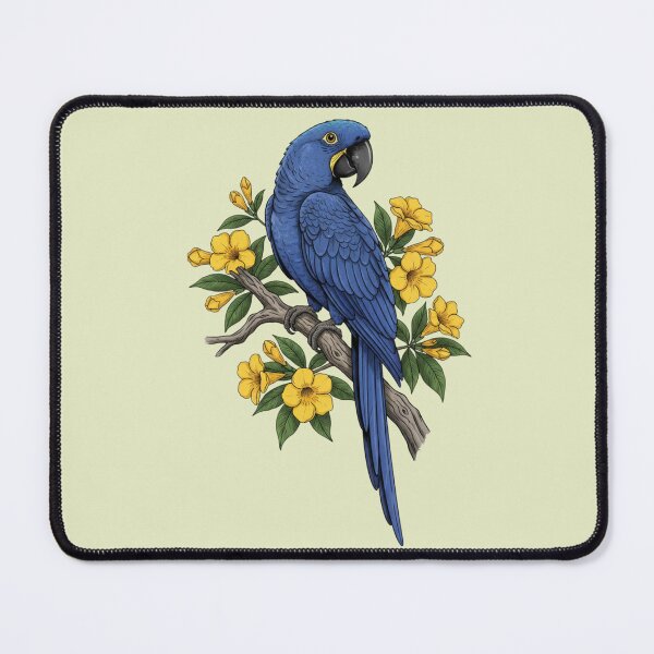 Item preview, Vintage Hyacinth Macaw and Golden Trumpet Botanical Art designed and sold by BirdsnStuff.