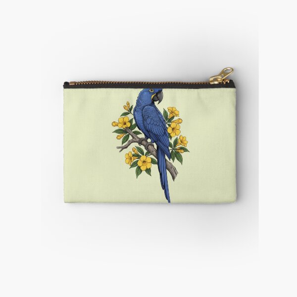 Item preview, Vintage Hyacinth Macaw and Golden Trumpet Botanical Art designed and sold by BirdsnStuff.