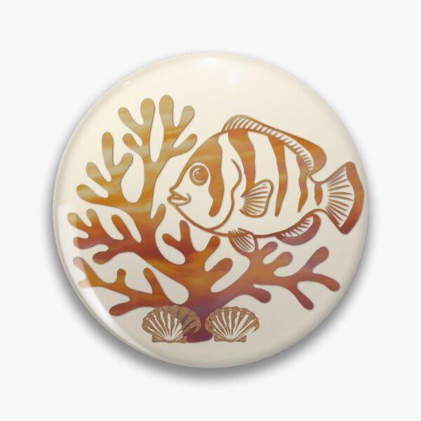 Item preview, Orange Clownfish Coral Silhouette - Tropical Reef Art designed and sold by 3DDesignSpot.