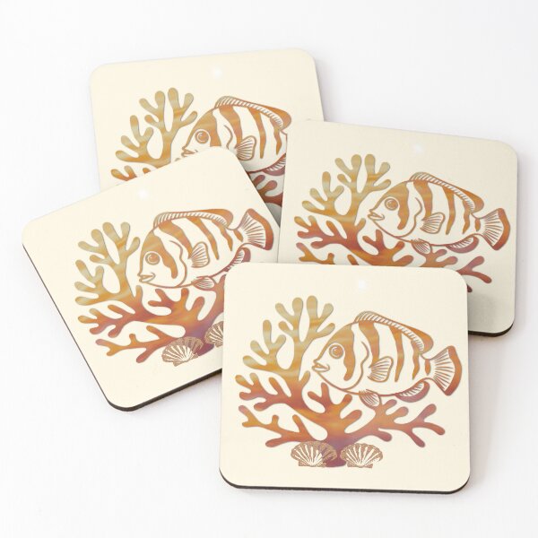 Item preview, Orange Clownfish Coral Silhouette - Tropical Reef Art designed and sold by 3DDesignSpot.