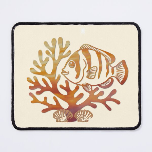 Item preview, Orange Clownfish Coral Silhouette - Tropical Reef Art designed and sold by 3DDesignSpot.