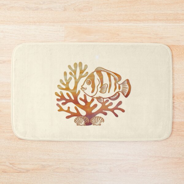 Item preview, Orange Clownfish Coral Silhouette - Tropical Reef Art designed and sold by 3DDesignSpot.