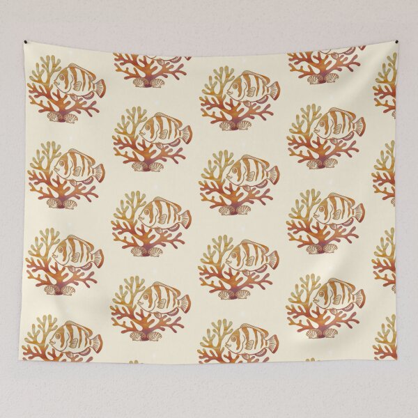 Item preview, Orange Clownfish Coral Silhouette - Tropical Reef Art designed and sold by 3DDesignSpot.