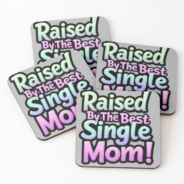 Item preview, "Raised By the Best Single Mom" Quote, in neon pastel typography  designed and sold by TheCdnGal.