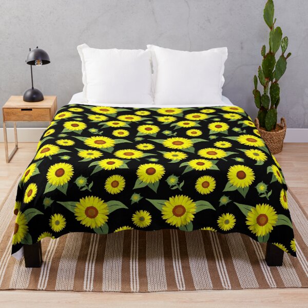 Artikelvorschau, Sonnenblumen auf schwarzem Hintergrund entworfen und verkauft von Myriam Plante - artiste et auteure.