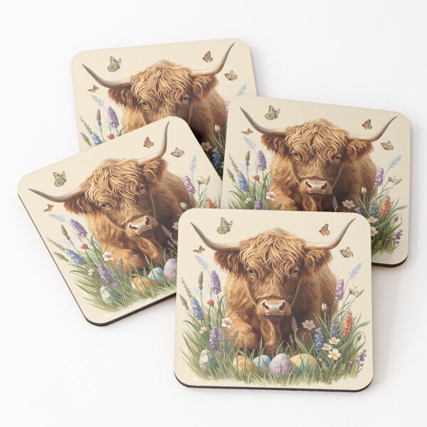 Item preview, Highland Cow Easter Egg Hunt – Cute Spring Highland Cow with Butterflies designed and sold by Willow & Ink.