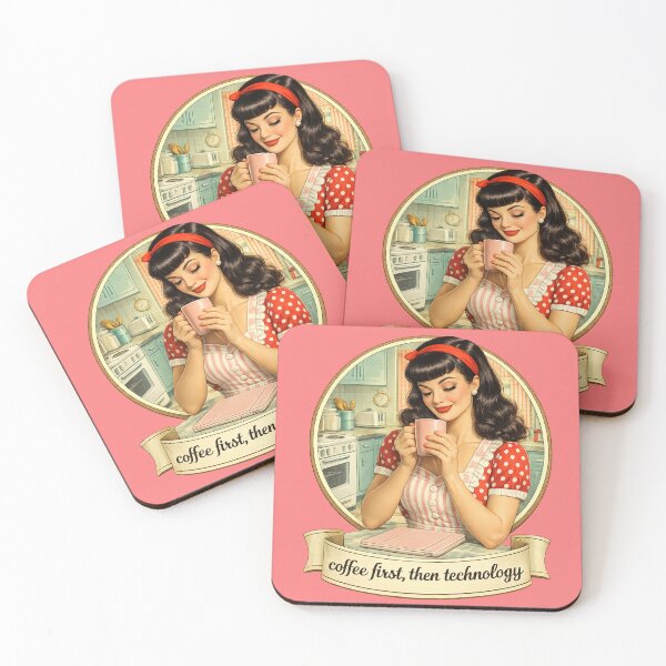 Item preview, Vintage lady holding a mug of coffee designed and sold by BritishDelights.