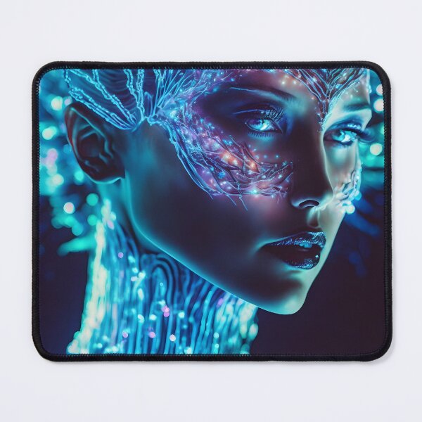 Item preview, Luminous Cybernetic Humanoid Being - Digital Art with Futuristic and Cybernetic Style designed and sold by Hipatye26.