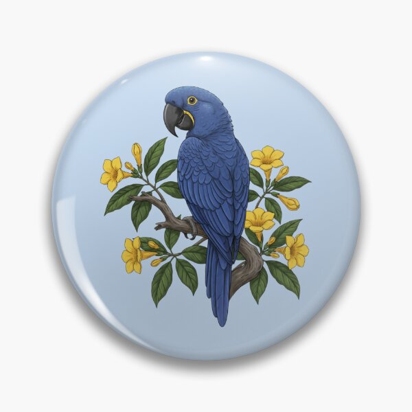 Item preview, Vintage Hyacinth Macaw and Yellow Trumpet Botanical Art designed and sold by BirdsnStuff.