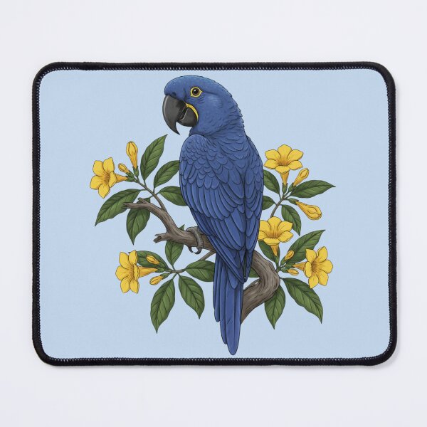 Item preview, Vintage Hyacinth Macaw and Yellow Trumpet Botanical Art designed and sold by BirdsnStuff.