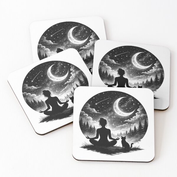 Item preview, Yoga Cat Moonlight designed and sold by FernwehTrail.
