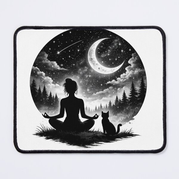 Item preview, Yoga Cat Moonlight designed and sold by FernwehTrail.