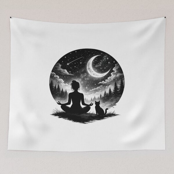 Item preview, Yoga Cat Moonlight designed and sold by FernwehTrail.