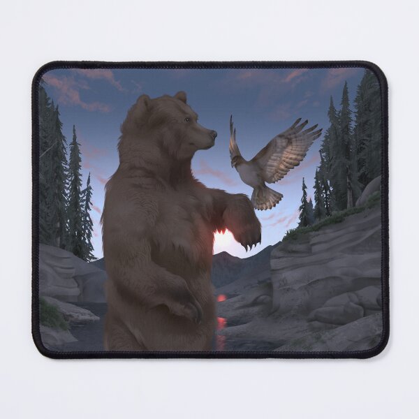 Item preview, Grizzly Bear holding a Hawk in a River (sunset version) designed and sold by JaybirdArtCreations.