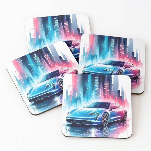 Item preview, Porsche Taycan Neon City Art Electric Sports Car Futuristic Illustration designed and sold by Motorline44.