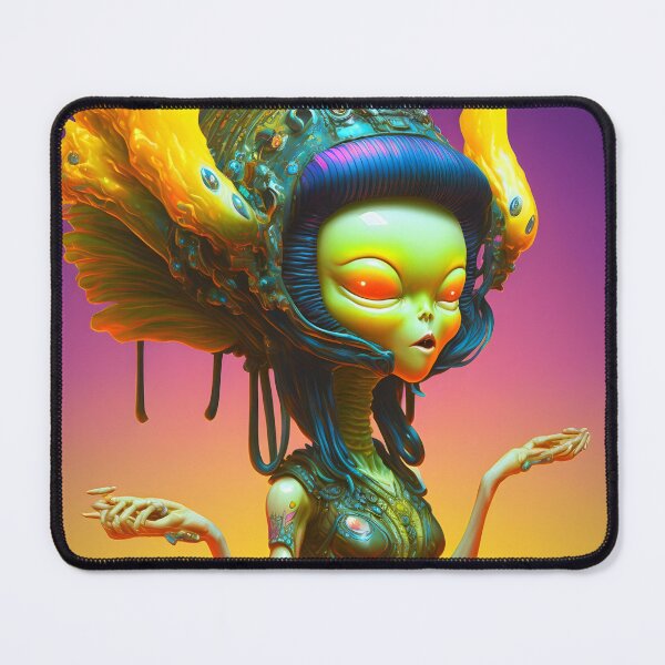 Item preview, Biomechanical Extraterrestrial Being with Fire Elements - Surrealist Art with Vibrant and Futuristic Style designed and sold by Hipatye26.