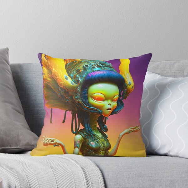 Item preview, Biomechanical Extraterrestrial Being with Fire Elements - Surrealist Art with Vibrant and Futuristic Style designed and sold by Hipatye26.