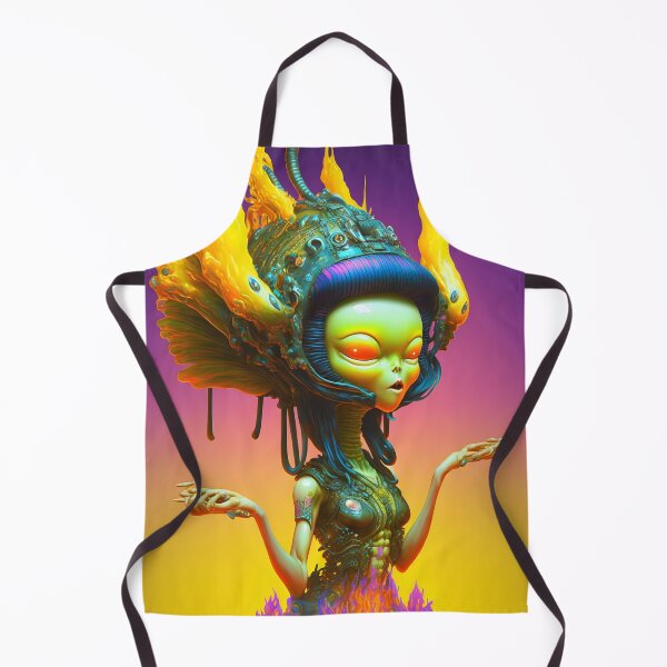 Item preview, Biomechanical Extraterrestrial Being with Fire Elements - Surrealist Art with Vibrant and Futuristic Style designed and sold by Hipatye26.