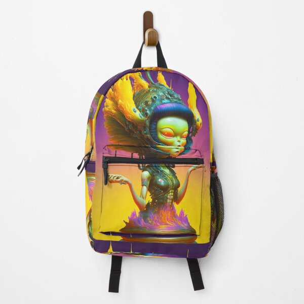 Item preview, Biomechanical Extraterrestrial Being with Fire Elements - Surrealist Art with Vibrant and Futuristic Style designed and sold by Hipatye26.