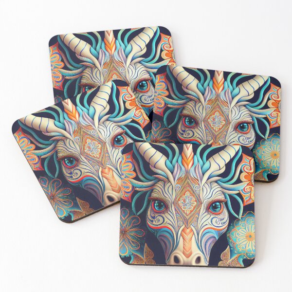 Item preview, Fantastic Being with Horns and Mandala Design - Psychedelic Art with Organic and Symmetrical Style designed and sold by Hipatye26.