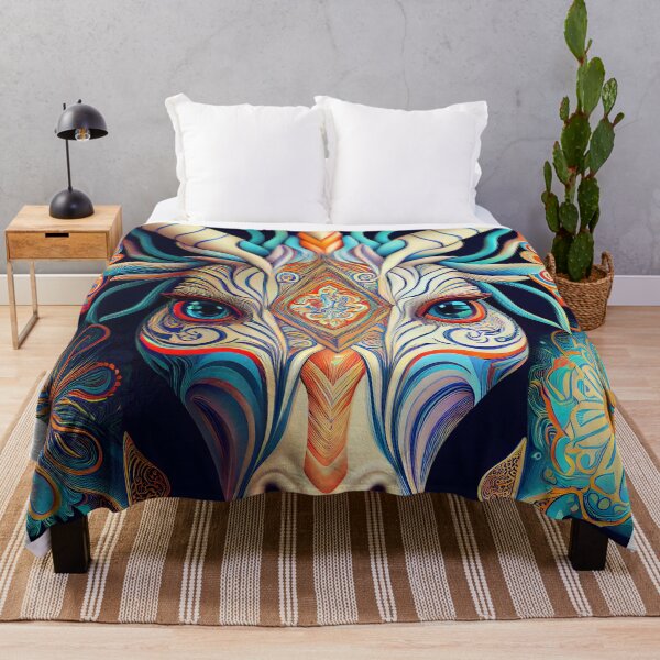 Item preview, Fantastic Being with Horns and Mandala Design - Psychedelic Art with Organic and Symmetrical Style designed and sold by Hipatye26.