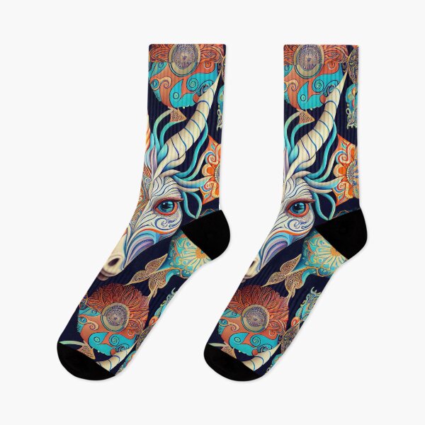Item preview, Fantastic Being with Horns and Mandala Design - Psychedelic Art with Organic and Symmetrical Style designed and sold by Hipatye26.