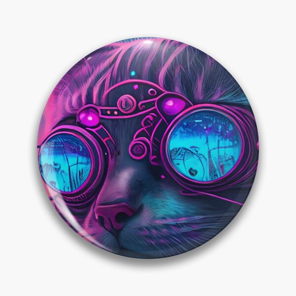 Item preview, Synthwave Style Cyber Cat - Fantastic Art Uniting Pet with Retro Futurism designed and sold by Hipatye26.