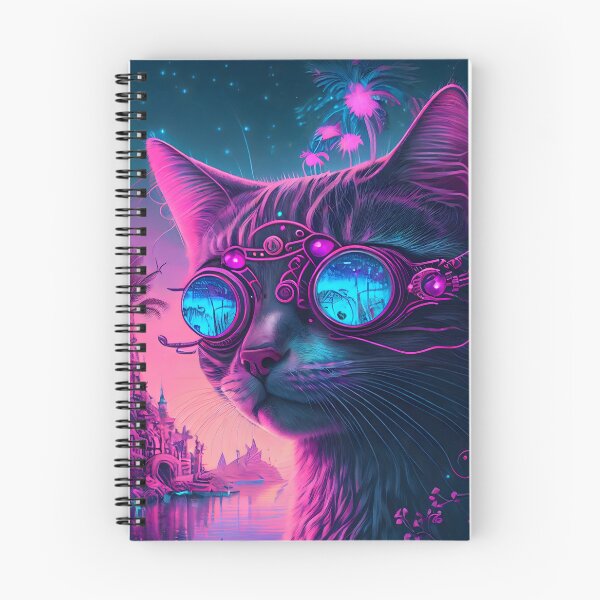 Item preview, Synthwave Style Cyber Cat - Fantastic Art Uniting Pet with Retro Futurism designed and sold by Hipatye26.