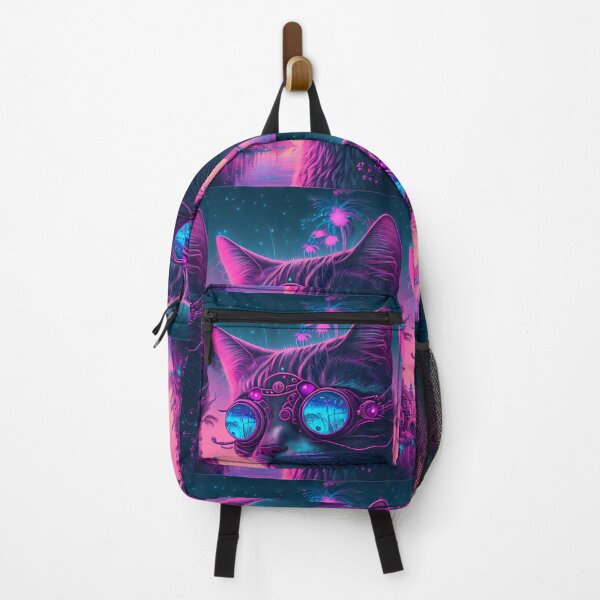 Item preview, Synthwave Style Cyber Cat - Fantastic Art Uniting Pet with Retro Futurism designed and sold by Hipatye26.