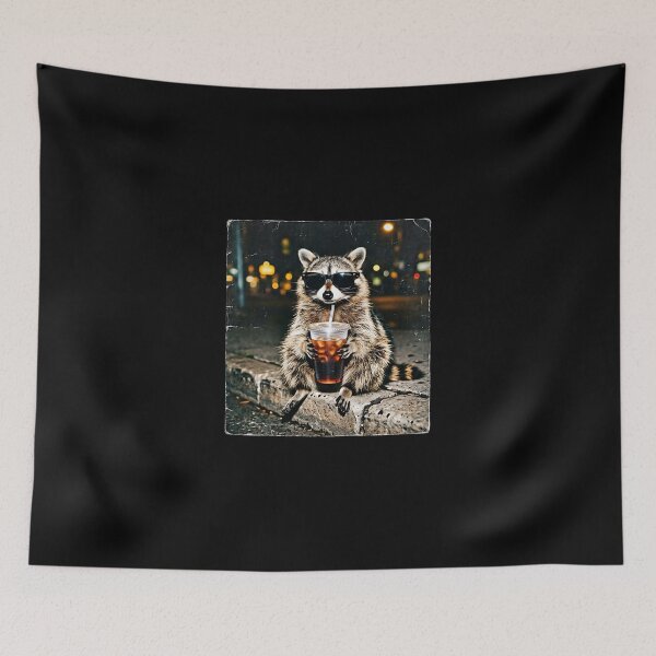 Item preview, Funny Raccoon Drinking Iced Coffee Retro Animal Meme Graphic designed and sold by EvrmoodCo.