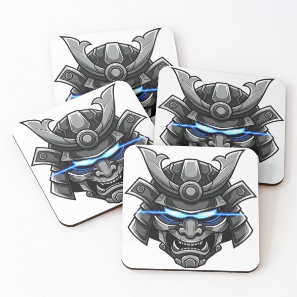 Item preview, Cyber Samurai Mask Sticker – Futuristic Japanese Warrior Helmet Gaming Logo designed and sold by animyrox.