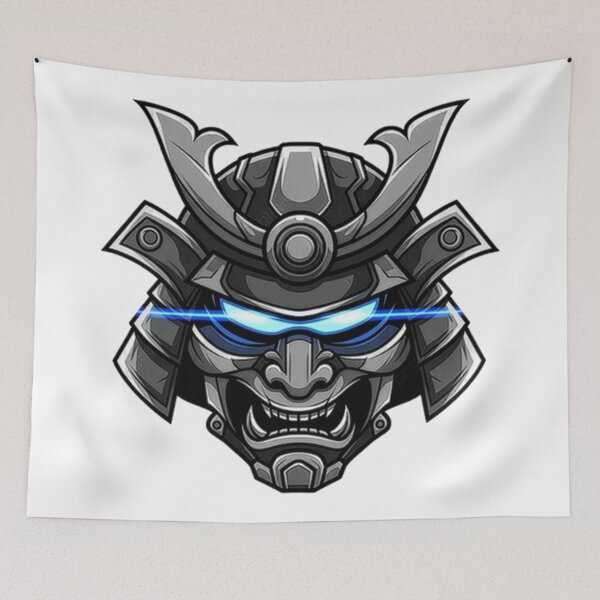 Item preview, Cyber Samurai Mask Sticker – Futuristic Japanese Warrior Helmet Gaming Logo designed and sold by animyrox.
