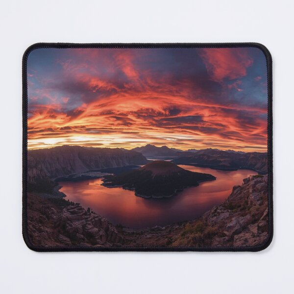 Item preview, Orange Sunset Lagoon with Island – Peaceful Nature Landscape designed and sold by MerlinWear.