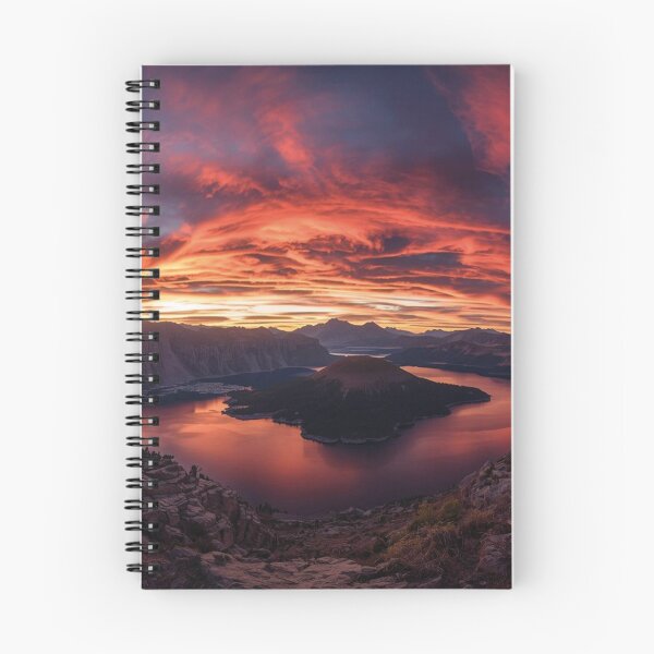 Item preview, Orange Sunset Lagoon with Island – Peaceful Nature Landscape designed and sold by MerlinWear.