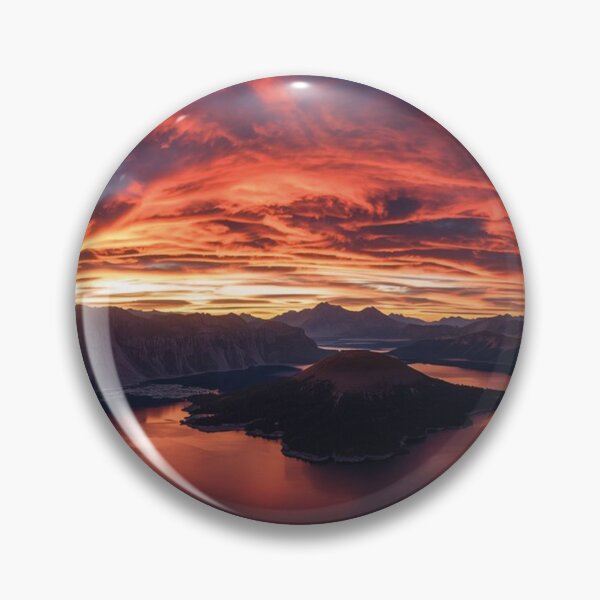 Item preview, Orange Sunset Lagoon with Island – Peaceful Nature Landscape designed and sold by MerlinWear.
