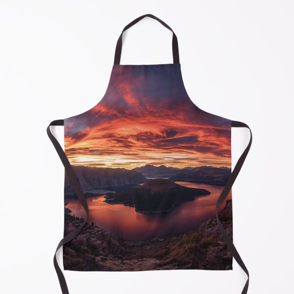 Item preview, Orange Sunset Lagoon with Island – Peaceful Nature Landscape designed and sold by MerlinWear.
