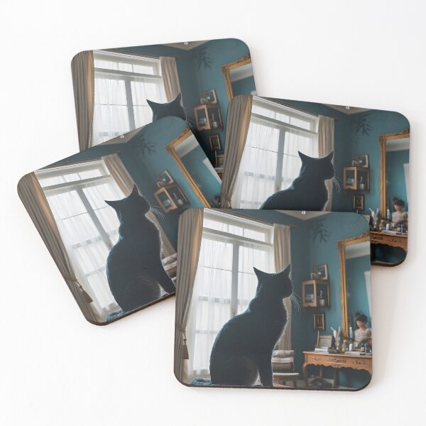 Item preview, Alchemy of space: Black cat in a vintage room designed and sold by KunstGeist.
