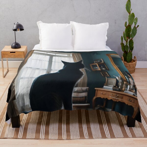 Artikelvorschau, Alchemie des Raumes: Schwarze Katze in einem Vintage-Zimmer entworfen und verkauft von KunstGeist.