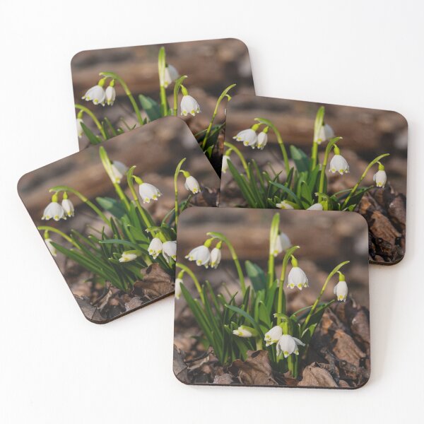 Item preview, Spring Snowflake Flowers Blooming Among Dry Leaves in the Forest designed and sold by ART-SUNRISE.