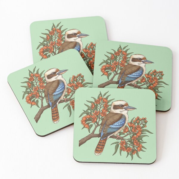Item preview, Kookaburra and Orange Eucalyptus Botanical Art designed and sold by BirdsnStuff.