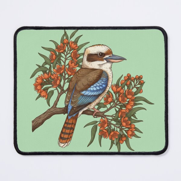 Item preview, Kookaburra and Orange Eucalyptus Botanical Art designed and sold by BirdsnStuff.
